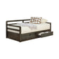 Two Drawer Wooden Extra Large Twin Size Bed with Trundle, Brown By Casagear Home