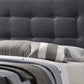 Full Size Bed with Square Button Tufted Headboard Dark Gray By Casagear Home BM216087