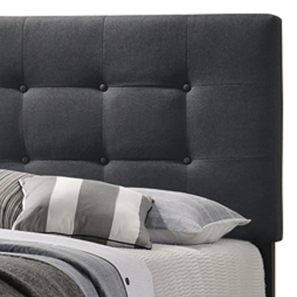 Full Size Bed with Square Button Tufted Headboard Dark Gray By Casagear Home BM216087