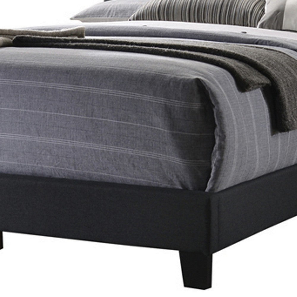 Queen Size Bed with Square Button Tufted Headboard Dark Gray By Casagear Home BM216089