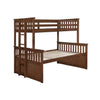 Slatted Design XL Twin Over Queen Bunk Bed with Trundle and 3 Drawers,Brown By Casagear Home BM216189