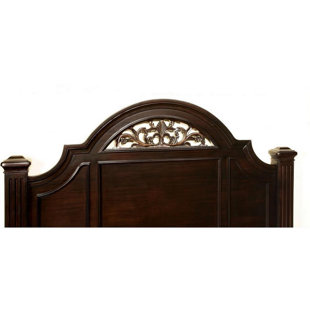 Transitional Style Eastern King Wooden Bed with Bun Feet Brown By Casagear Home BM216245