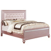 Contemporary Queen Size Wooden Bed With Mirror Trim Details, Pink By Casagear Home