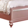 Full Size Wooden Bed With Mirror Trim Details and Camelback Headboard Pink By Casagear Home BM216259