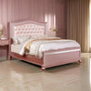 Full Size Wooden Bed With Mirror Trim Details and Camelback Headboard Pink By Casagear Home BM216259