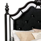 Transitional Eastern King Wooden Bed with Mirror Accents Black By Casagear Home BM216267