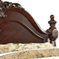 Traditional Style California King Wooden Bed with Floral Carvings Brown By Casagear Home BM216288