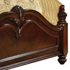 Traditional Style Eastern King Wooden Bed with Floral Carvings Brown By Casagear Home BM216289