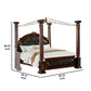 Wooden Eastern King Bed with Leatherette Headoard and Footboard Brown By Casagear Home BM216293