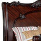 Traditional California King Wooden Sleigh Bed with Intricate Carving Brown By Casagear Home BM216294