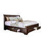 Transitional California King Wooden Bed with Multiple Bottom Drawers, Brown By Casagear Home