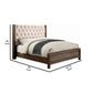 Fabric Wingback Design Eastern King Bed with Button Tufted Details,Brown By Casagear Home BM216329