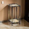 2 Tier Square Stone Top Plant Stand with Metal Frame, Small, Black and Gray By Casagear Home