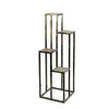 4 Tier Cast Iron Frame Plant Stand with Stone Topping Black And Gold By Casagear Home BM216737