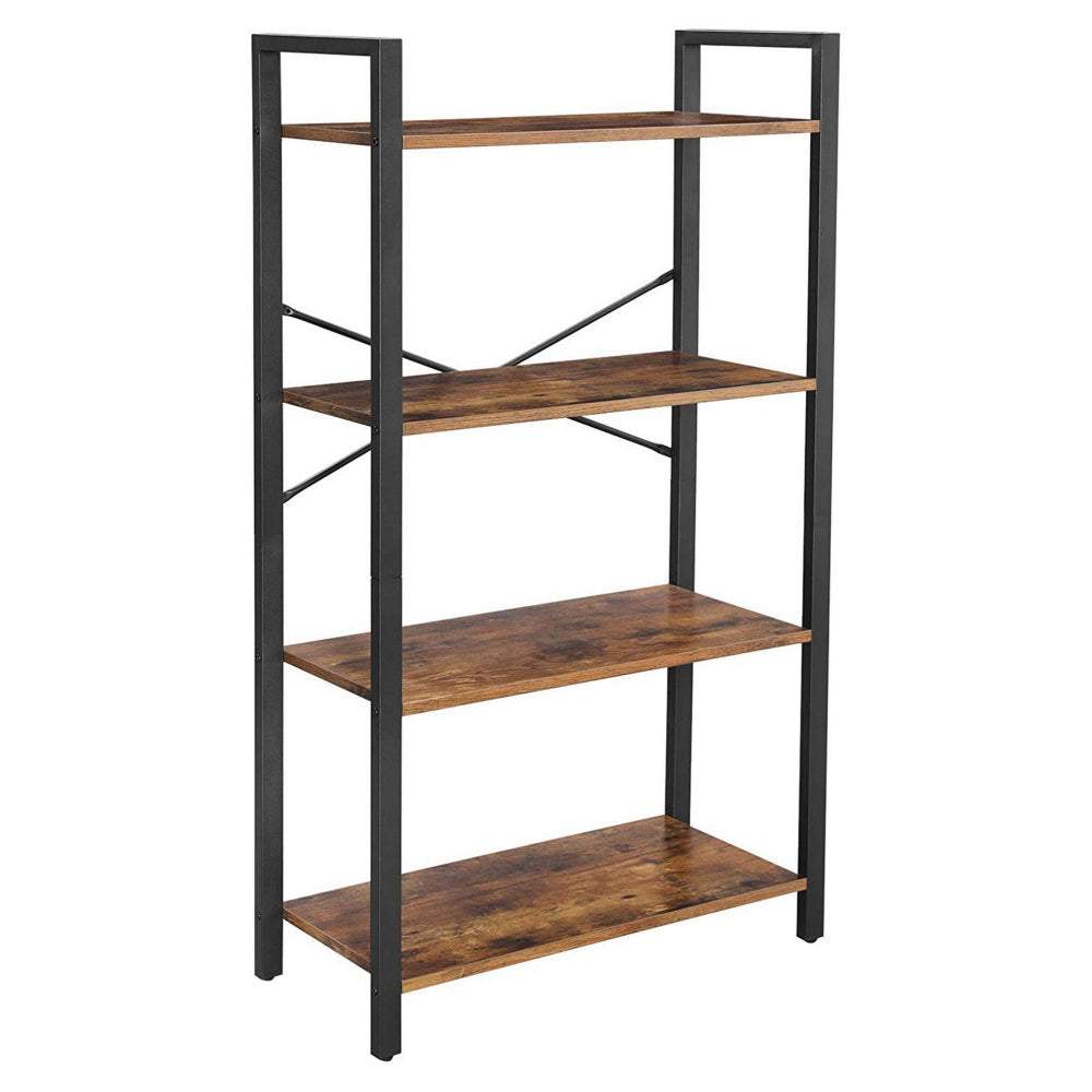 47’ 4-Tier Bookcase with Cross Back Brown and Black By Casagear Home BM217079