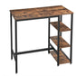 Wood and Metal Frame Bar Counter with 3 Shelves, Rustic Brown and Black By Casagear Home