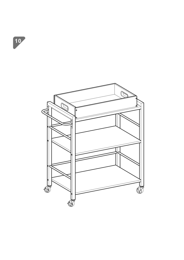 25 Tray Top Kitchen Cart with 2 Shelves and Casters Brown and Black By Casagear Home BM217112