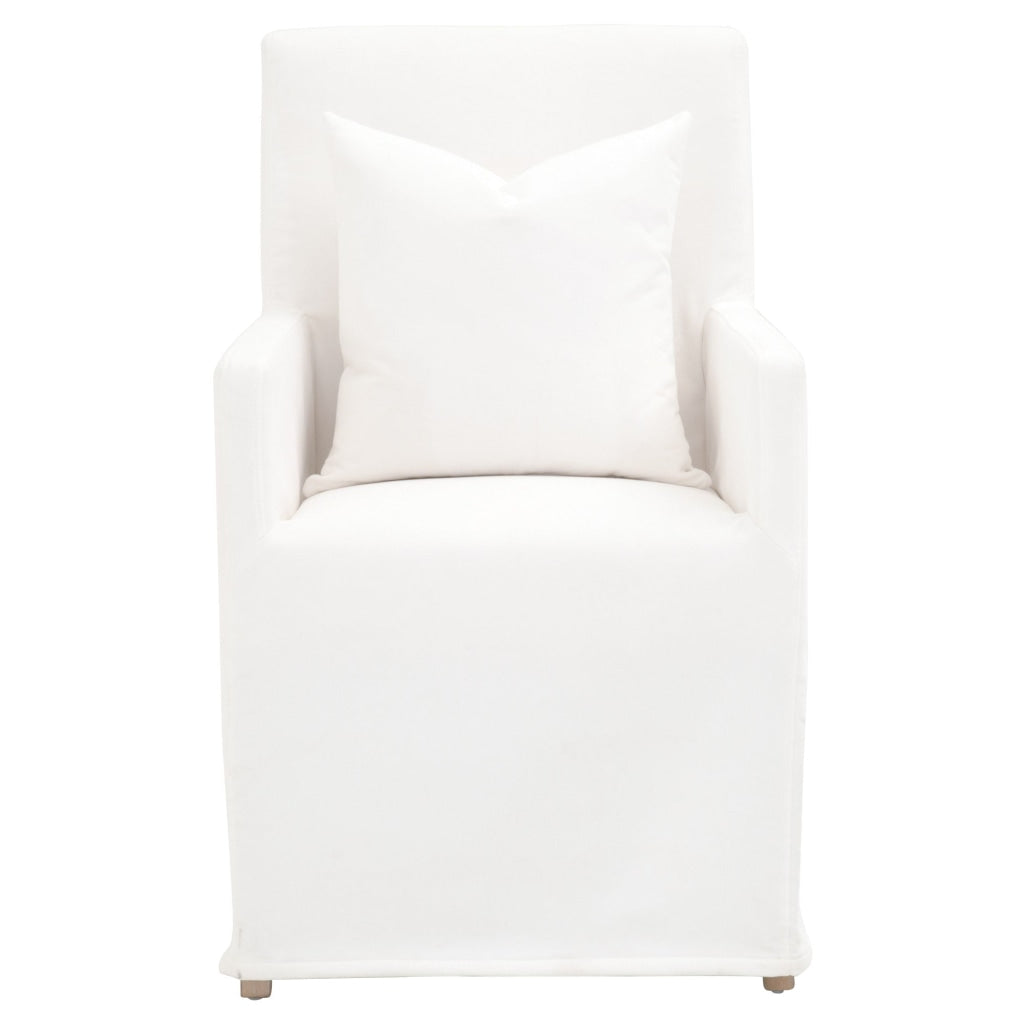 Wooden Frame Arm Chair with Removable Slipcover White By Casagear Home BM217354