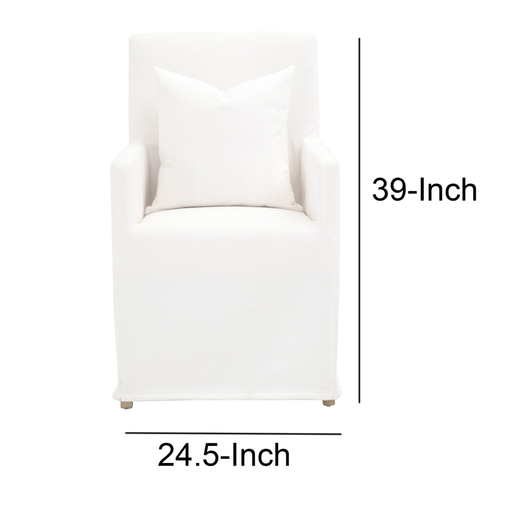 Wooden Frame Arm Chair with Removable Slipcover White By Casagear Home BM217354