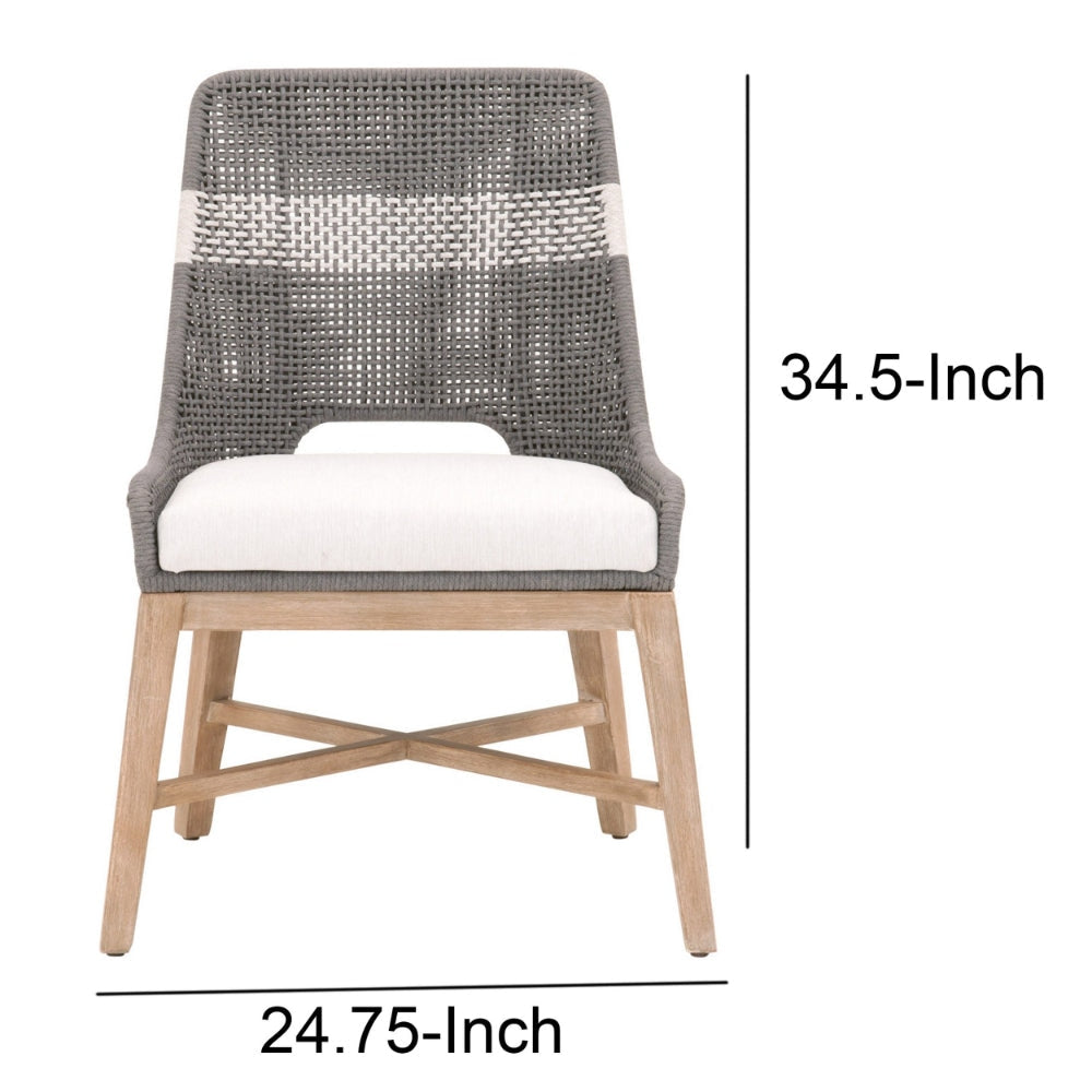 Interwoven Dining Chair with X Shaped Support Set of 2 Dark Gray By Casagear Home BM217390