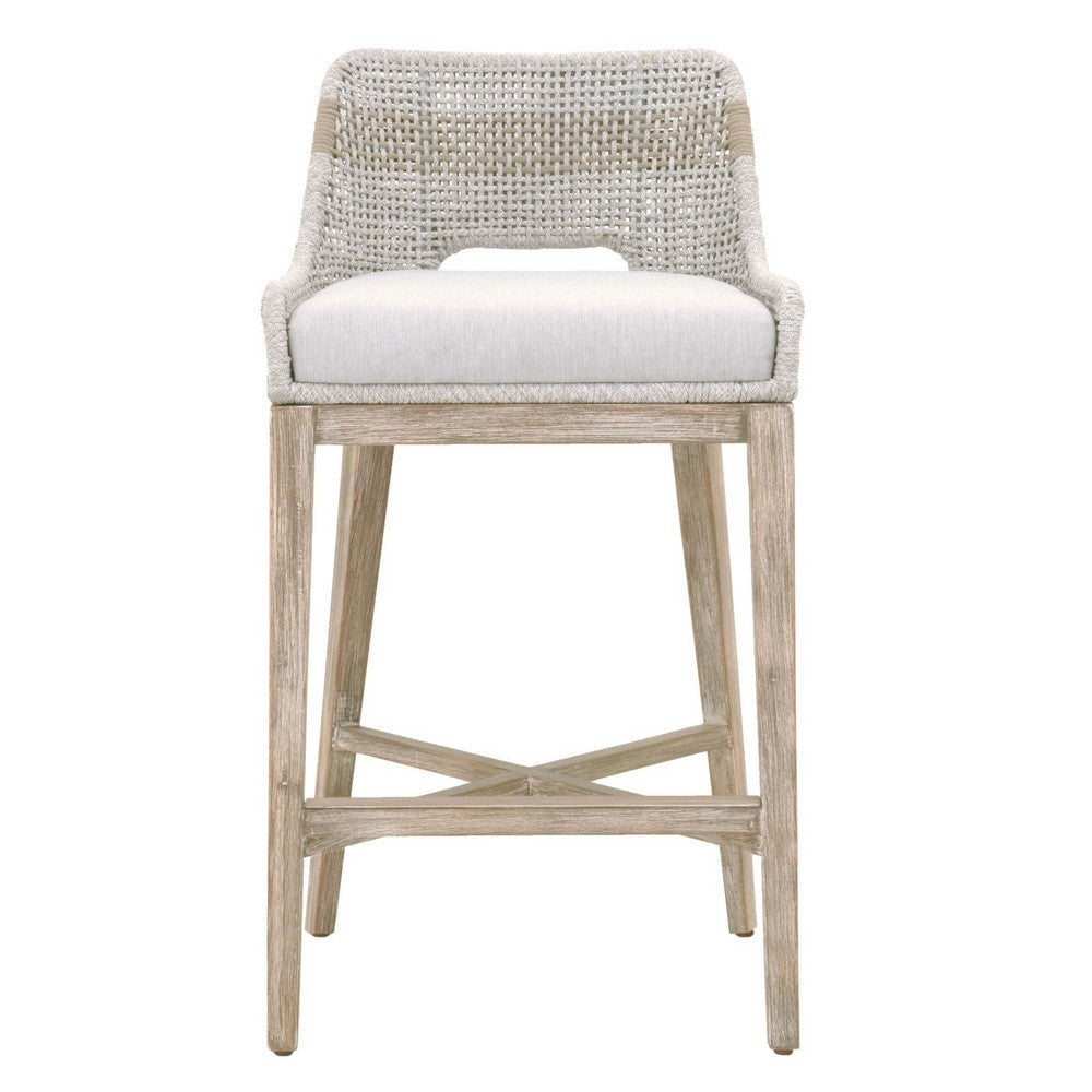 39’’ Rope Woven Barstool With Flared Legs Gray By Casagear Home BM217398