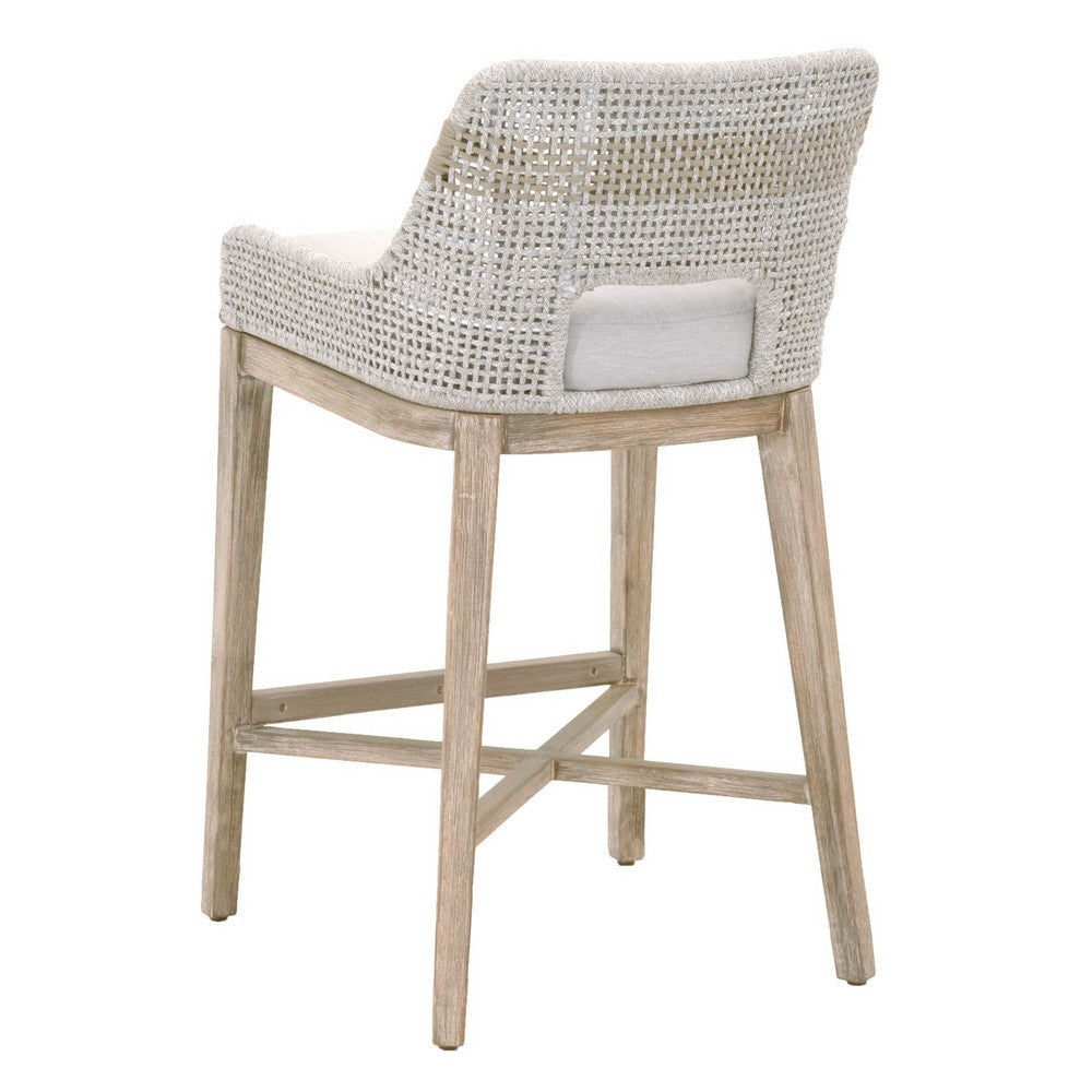 39’’ Rope Woven Barstool With Flared Legs Gray By Casagear Home BM217398