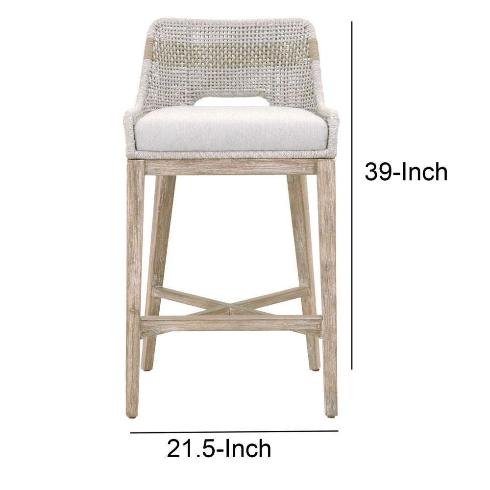 39’’ Rope Woven Barstool With Flared Legs Gray By Casagear Home BM217398