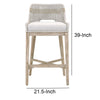 39’’ Rope Woven Barstool With Flared Legs Gray By Casagear Home BM217398