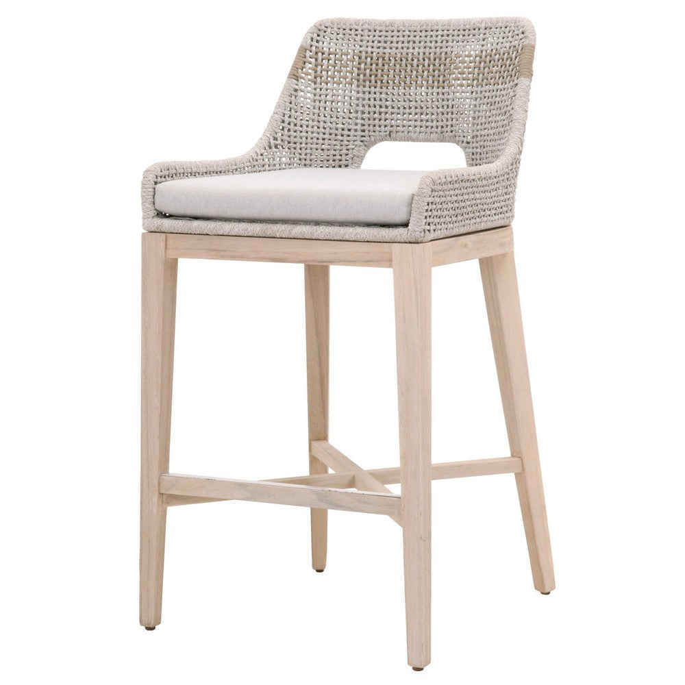 39’’ Rope Barstool With Stretcher and Cross Support Light Gray By Casagear Home BM217401