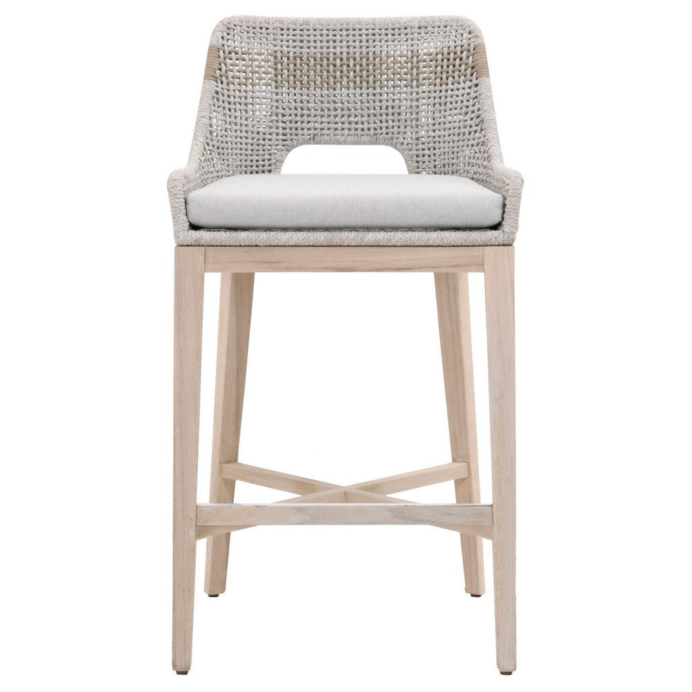 39’’ Rope Barstool With Stretcher and Cross Support Light Gray By Casagear Home BM217401