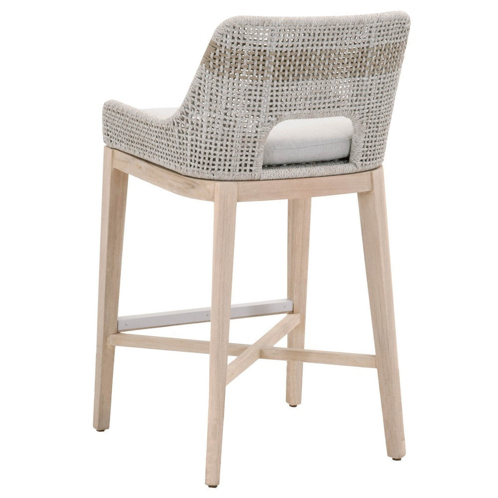 39’’ Rope Barstool With Stretcher and Cross Support Light Gray By Casagear Home BM217401