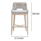 39’’ Rope Barstool With Stretcher and Cross Support Light Gray By Casagear Home BM217401