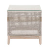 Rope Weave Design End Table With Glass Top Gray and Brown By Casagear Home BM217412