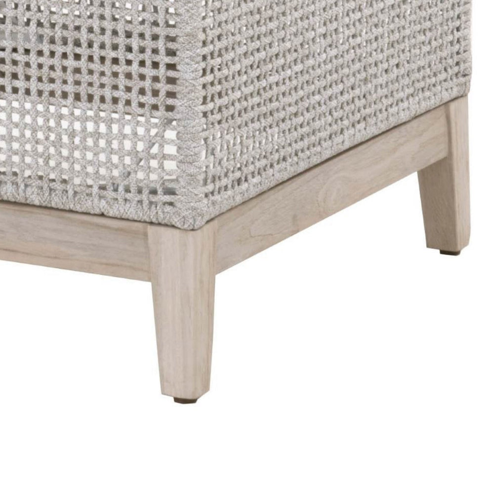 Rope Weave Design End Table With Glass Top Gray and Brown By Casagear Home BM217412