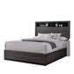 Transitional Wooden Queen Size Platform Bed with Bookcase Headboard, Gray By Casagear Home