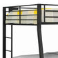 Horizontal Slatted Metal Full Over Queen Bunk Bed with 2 Ladders Black By Casagear Home BM217535