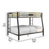 Horizontal Slatted Metal Full Over Queen Bunk Bed with 2 Ladders Black By Casagear Home BM217535