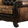 Traditional Wooden Loveseat with Button Tufted Backrest Brown By Casagear Home BM217600