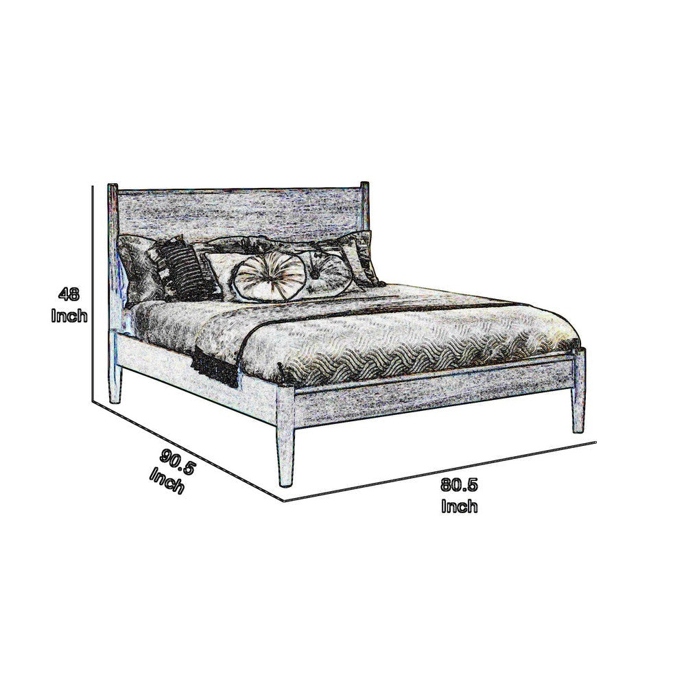 Wooden California King Size Bed with Panel Headboard Gray By Casagear Home BM217643