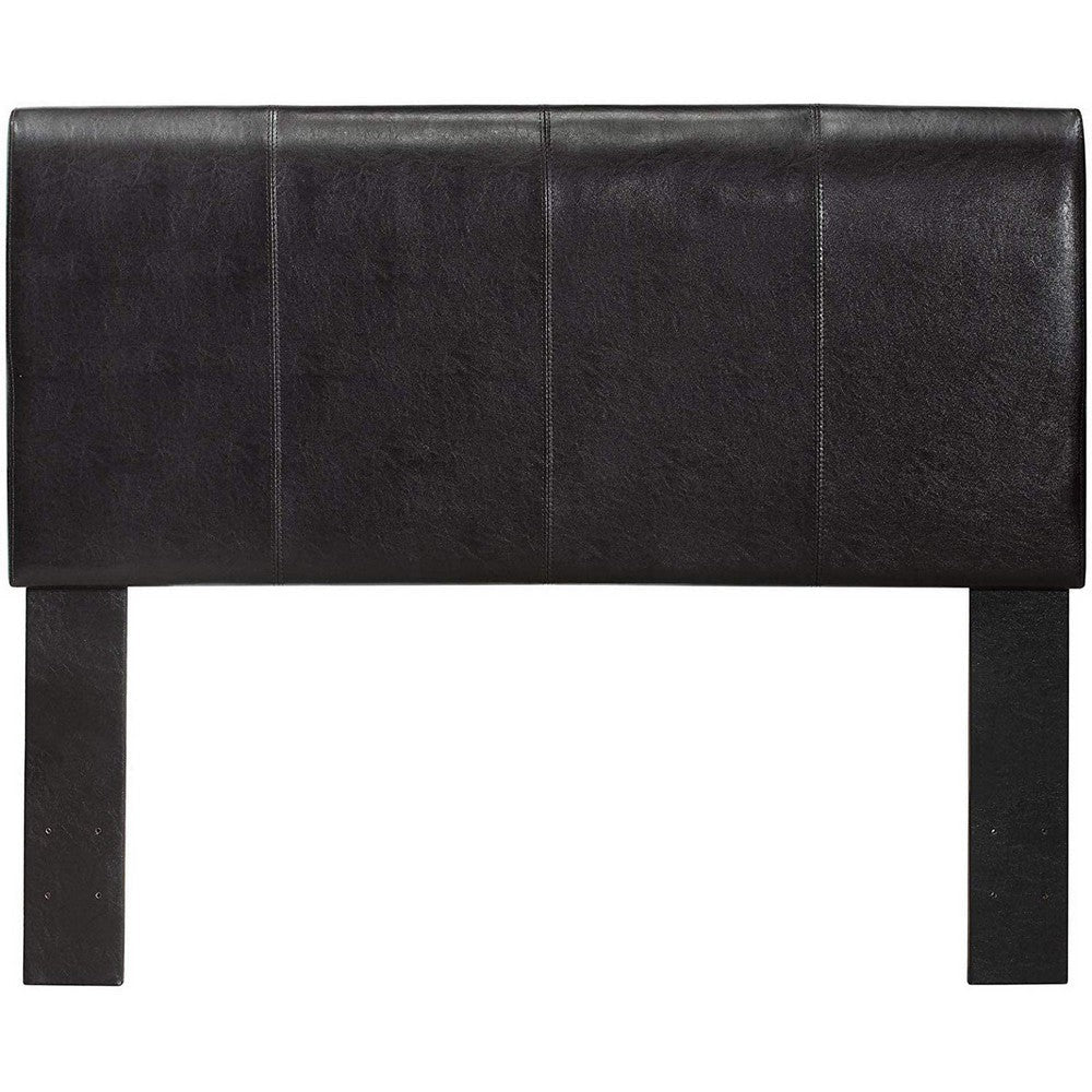 Platform Style Leatherette Queen Size Bed with Curved Headboard Brown By Casagear Home BM217668