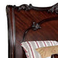 Traditional Eastern King Wooden Sleigh Bed with Intricate Carving Brown By Casagear Home BM217692