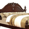 Baroque Style Wooden Queen Size Bed with Scalloped Top Cherry Brown By Casagear Home BM217696