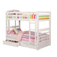 Transitional Twin Over Twin Bed with Attached Ladder and Drawers, White By Casagear Home