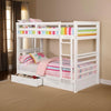 Transitional Twin Over Twin Bed with Attached Ladder and Drawers White By Casagear Home BM217726