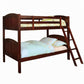 Arched Panel Design Twin Over Twin Bunk Bed with Angled Ladder, Brown By Casagear Home