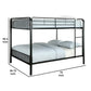 Slatted Design Metal Full Over Full Bunk Bed with Attached Ladder Black By Casagear Home BM217743