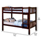 Slatted Twin Over Twin Bunk Bed with Attached Ladder Espresso Brown By Casagear Home BM217745