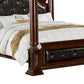 Queen Canopy Bed with Leatherette Headboard and Footboard Black and Brown By Casagear Home BM217767