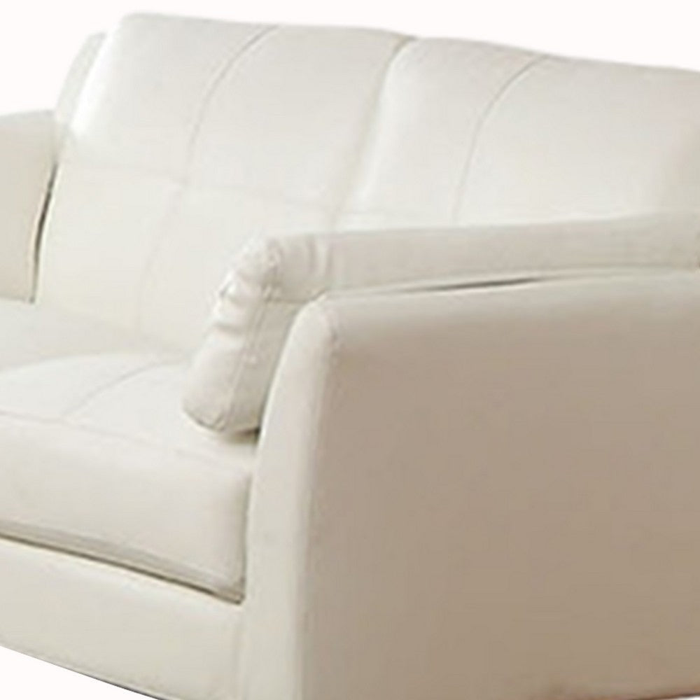 Faux Leather Upholstered Loveseat with Pillow Top Armrests White and Brown By Casagear Home BM217829