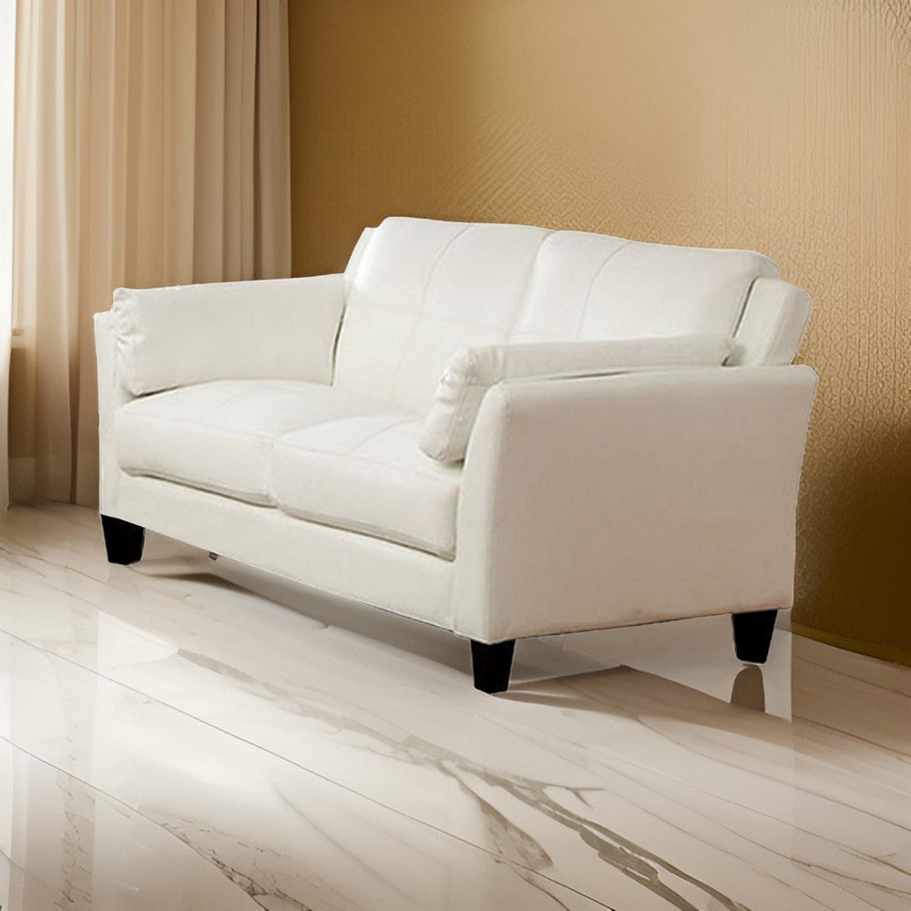 Faux Leather Upholstered Loveseat with Pillow Top Armrests White and Brown By Casagear Home BM217829